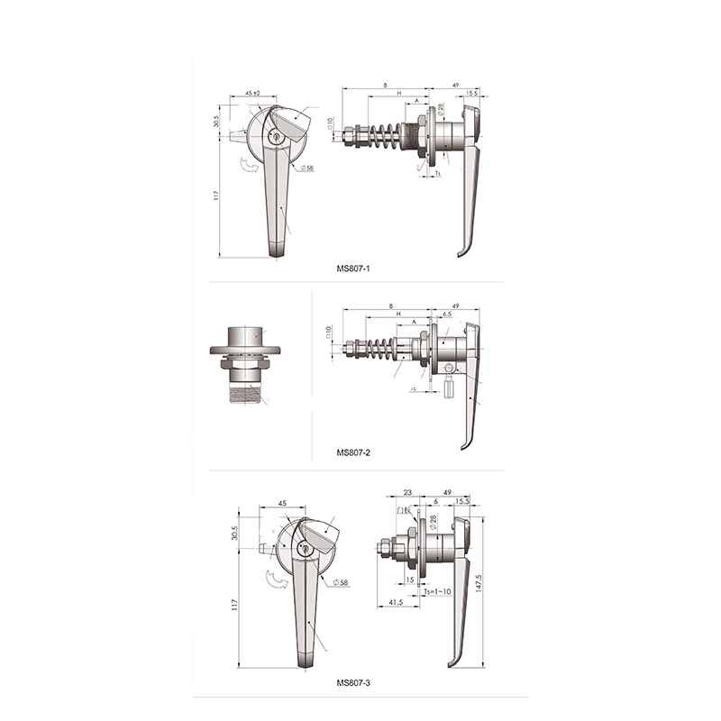 MS807-1B 242N Left Right Door Universal Stainless Steel Locks